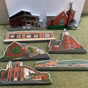 7 Complete Set Saxton Pa Wood Towne Buildings Lot Hotel, Church, Fire, School